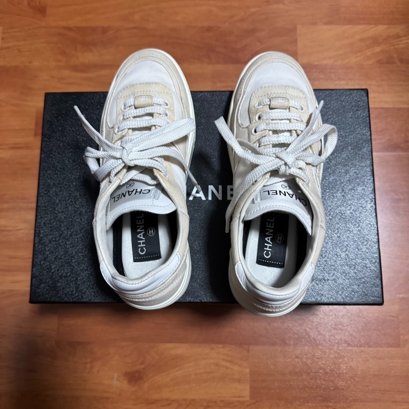 Chanel香奈兒雙C徽標低幫板鞋 女款 米色 36碼-3