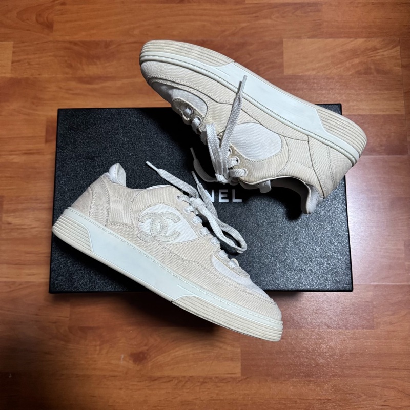 Chanel香奈兒雙C徽標低幫板鞋 女款 米色 36碼-7