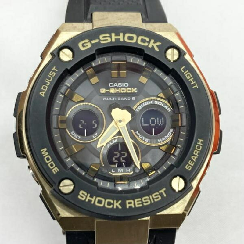 卡西歐 G-SHOCK 手錶 GST-W300G-1A1JF 電波太陽能手錶,原廠錶盒,黑金配色-0