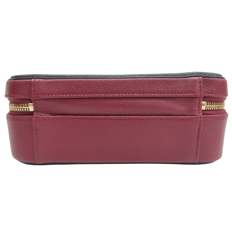 酒紅色 菱格紋 荔枝紋 肩背包 金釦【CHANEL 香奈兒】 A93343-3