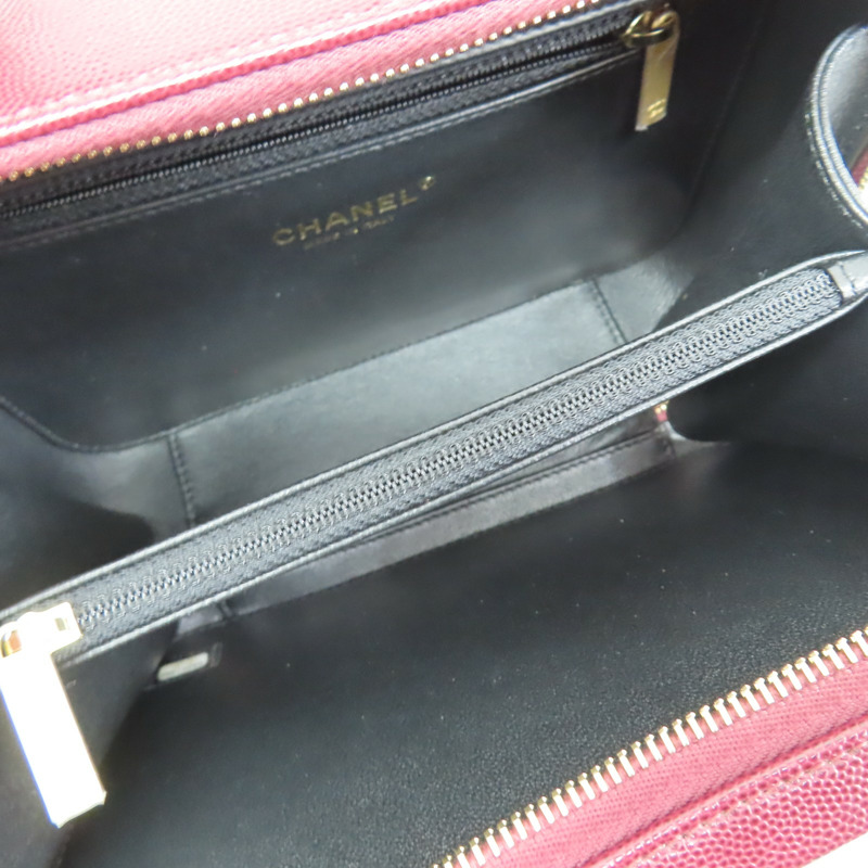 酒紅色 菱格紋 荔枝紋 肩背包 金釦【CHANEL 香奈兒】 A93343-4