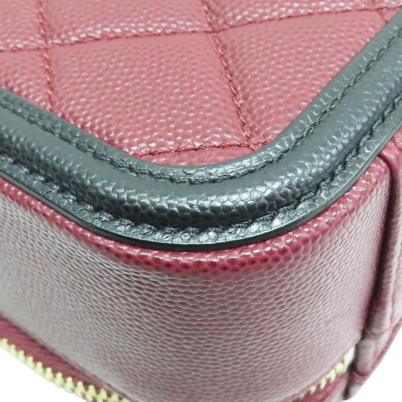 酒紅色 菱格紋 荔枝紋 肩背包 金釦【CHANEL 香奈兒】 A93343-11