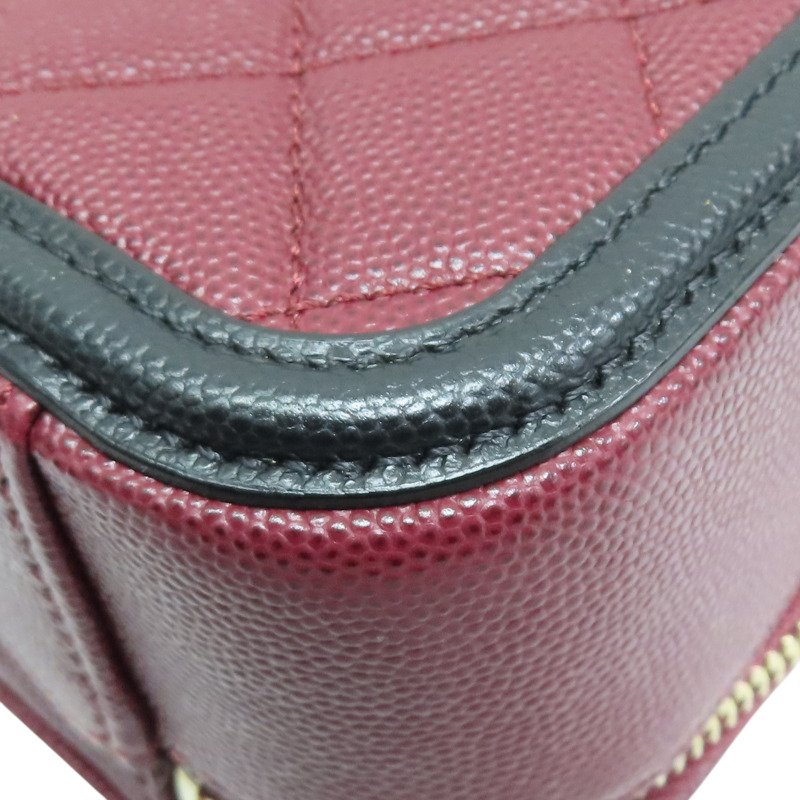 酒紅色 菱格紋 荔枝紋 肩背包 金釦【CHANEL 香奈兒】 A93343-12