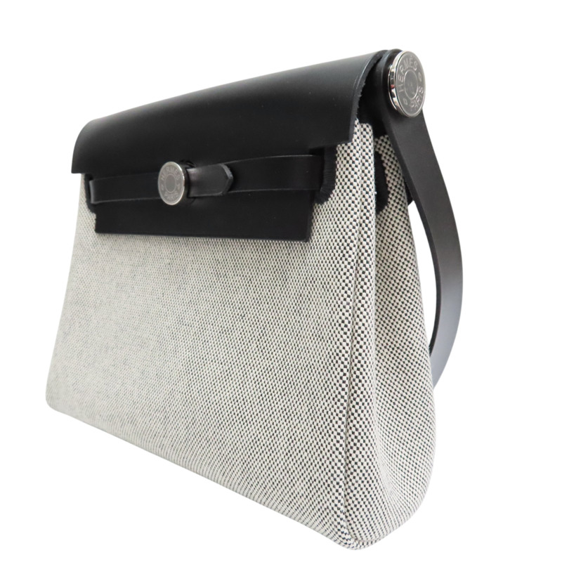 黑色 帆布 牛皮 Her bag zip 20 肩背包 K刻【HERMES 愛馬仕】 H085414CKAF-2