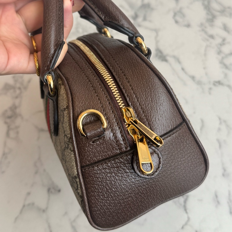 Gucci咖pvc手提兩用mini保齡球包-4