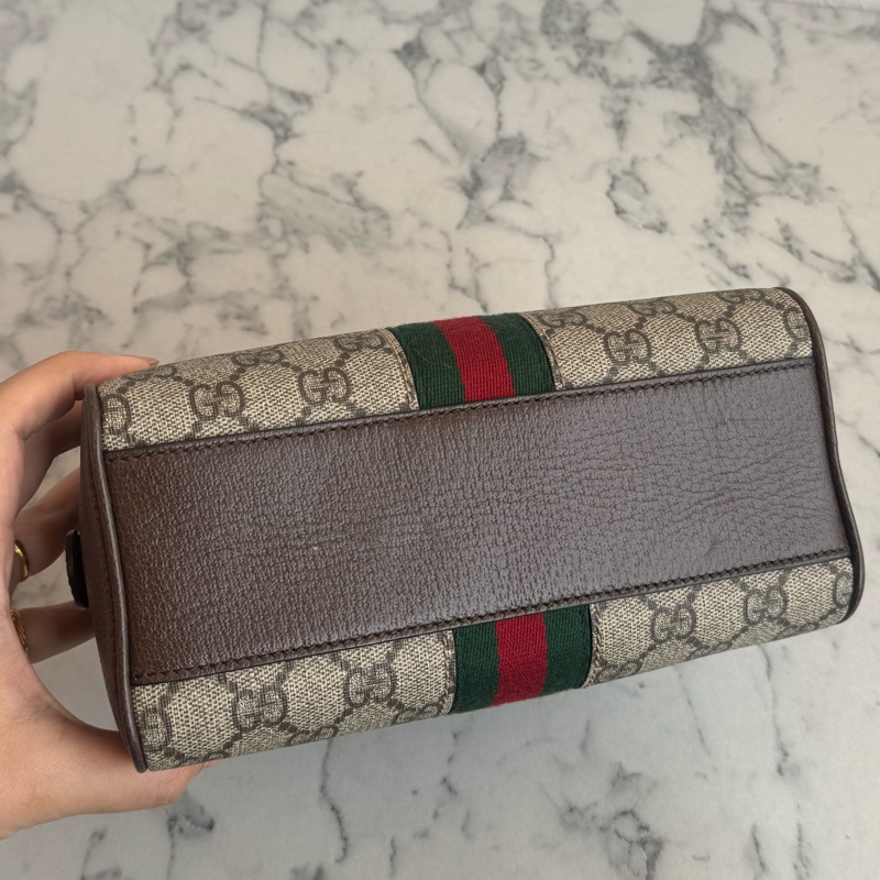 Gucci咖pvc手提兩用mini保齡球包-5