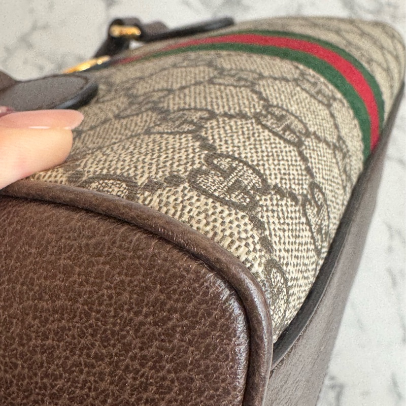 Gucci咖pvc手提兩用mini保齡球包-7