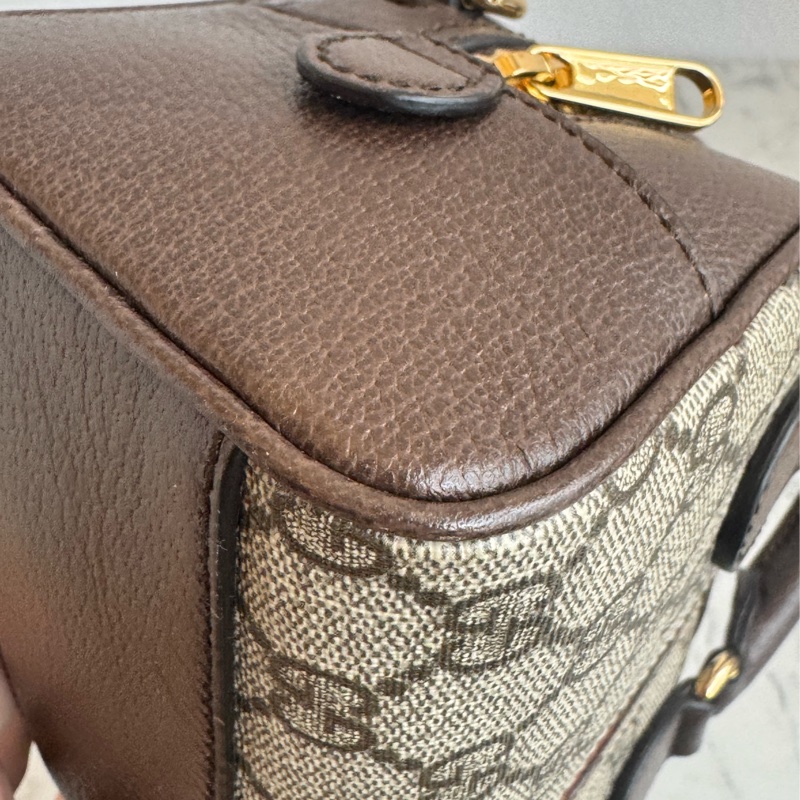 Gucci咖pvc手提兩用mini保齡球包-8