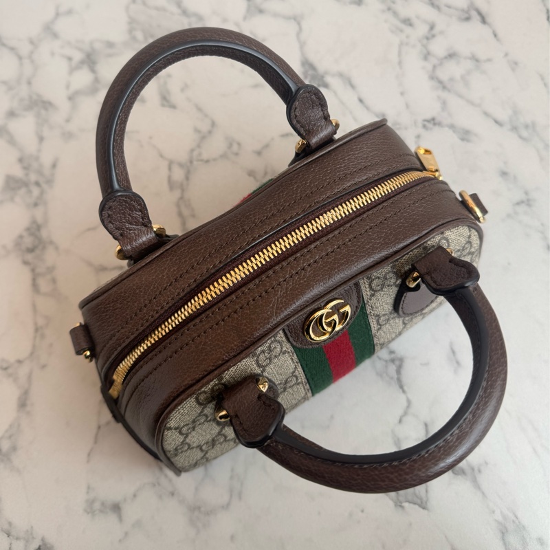 Gucci咖pvc手提兩用mini保齡球包-11