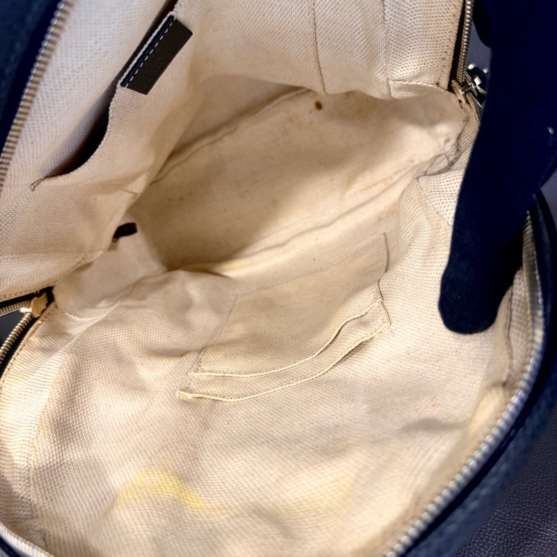 Gucci Soho 黑色荔枝紋牛皮金鏈後背包-5