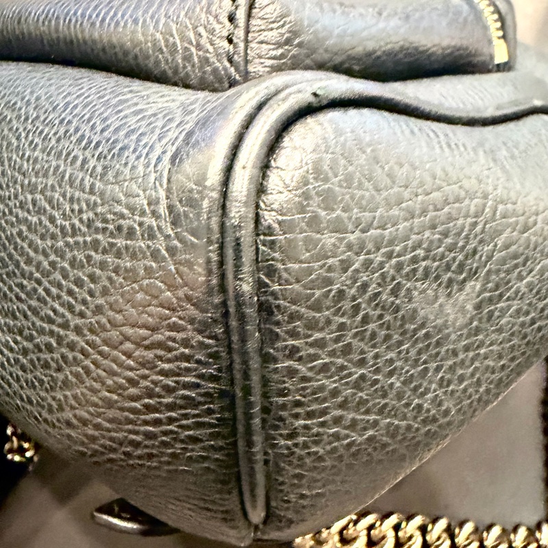 Gucci Soho 黑色荔枝紋牛皮金鏈後背包-9