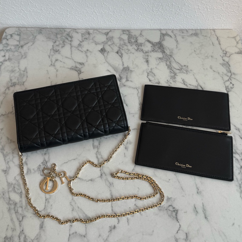 Dior黑藤格紋dior吊飾三合一woc-0