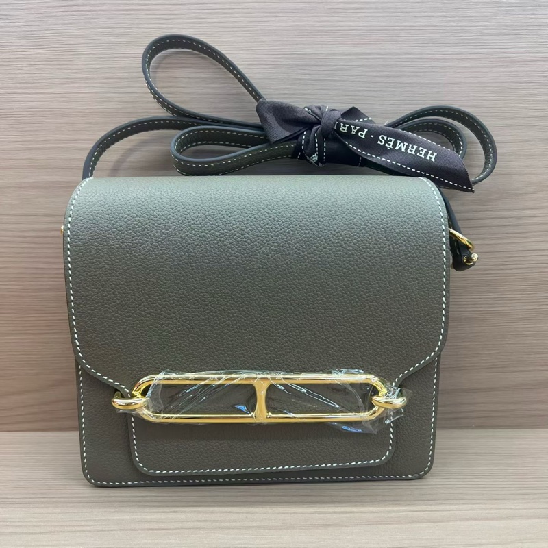 Hermès 爱马仕 小方包 大象灰牛皮 几乎全新-6