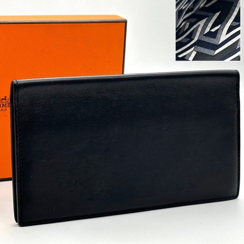 Hermès Citizen Twill 愛馬仕長款黑色皮夾-0