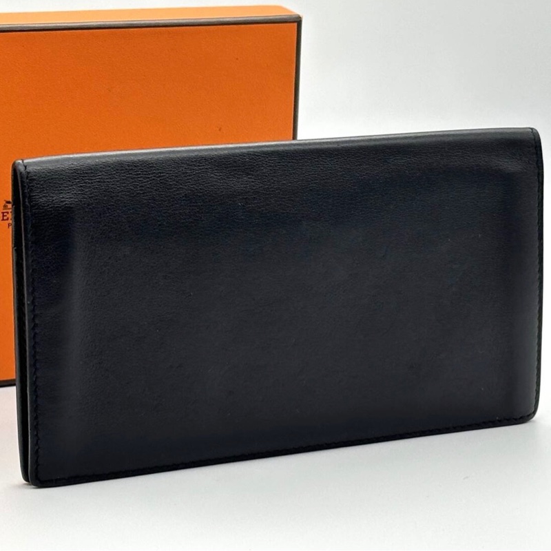 Hermès Citizen Twill 愛馬仕長款黑色皮夾-1