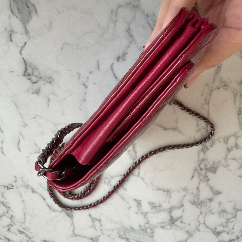 Chanel紅色漆皮復古銀釦2.55 woc-4