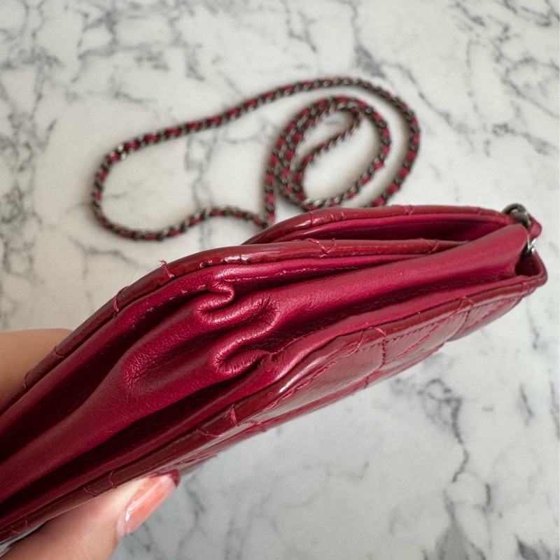 Chanel紅色漆皮復古銀釦2.55 woc-7