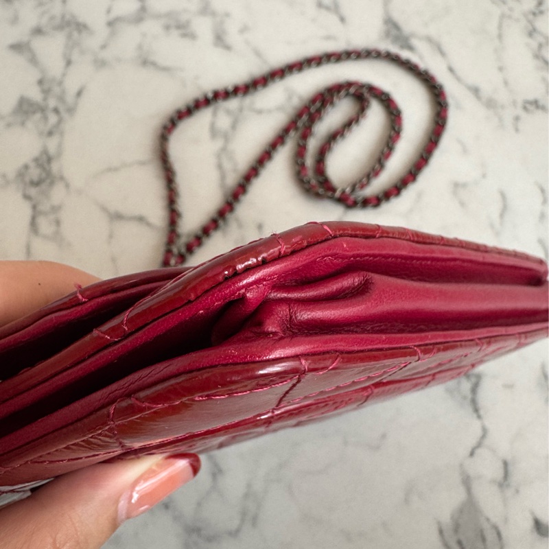 Chanel紅色漆皮復古銀釦2.55 woc-8