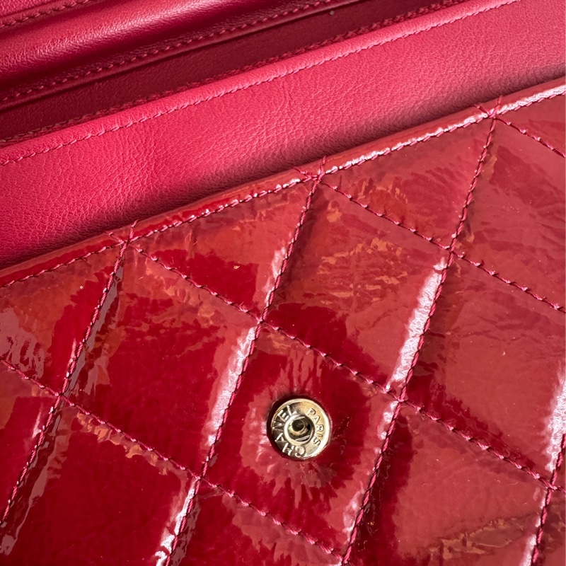 Chanel紅色漆皮復古銀釦2.55 woc-12