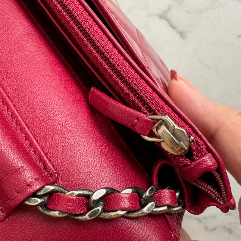 Chanel紅色漆皮復古銀釦2.55 woc-20