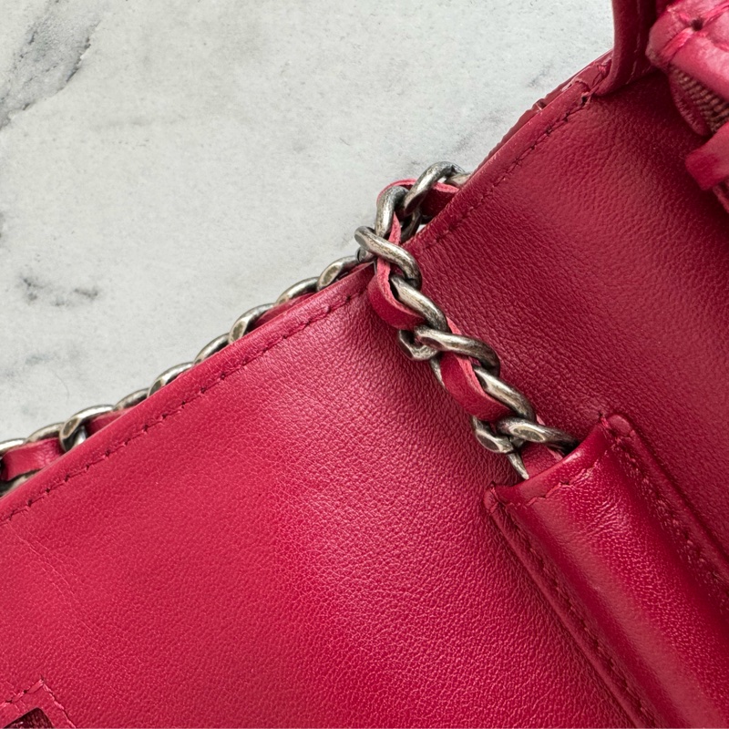 Chanel紅色漆皮復古銀釦2.55 woc-25