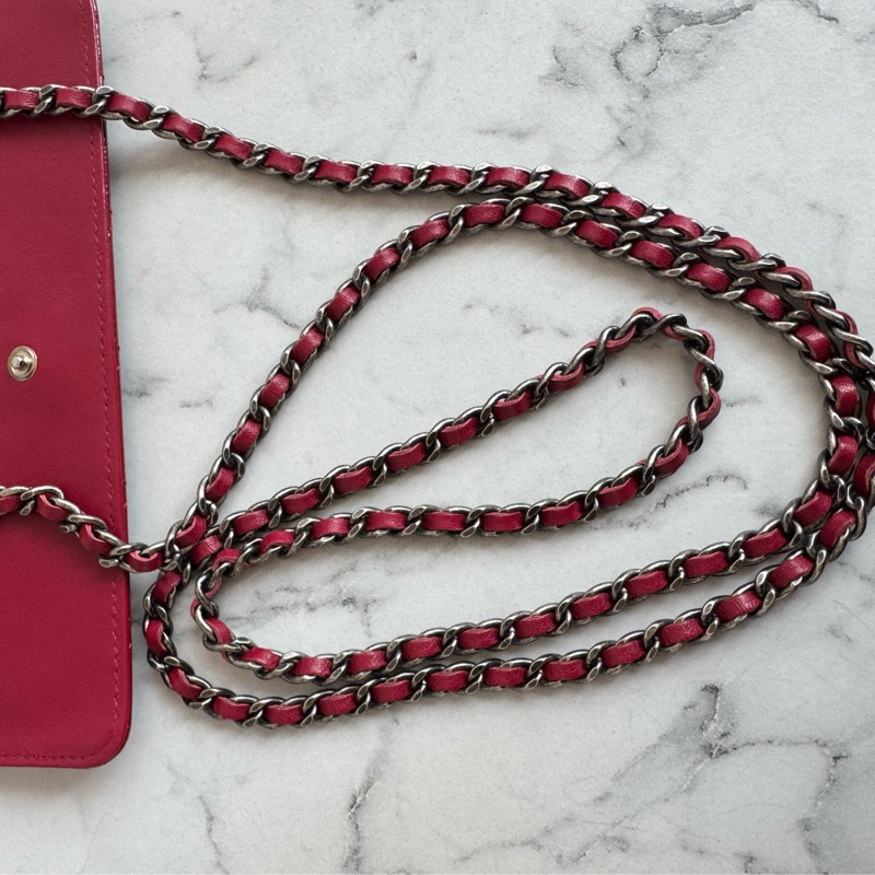 Chanel紅色漆皮復古銀釦2.55 woc-27