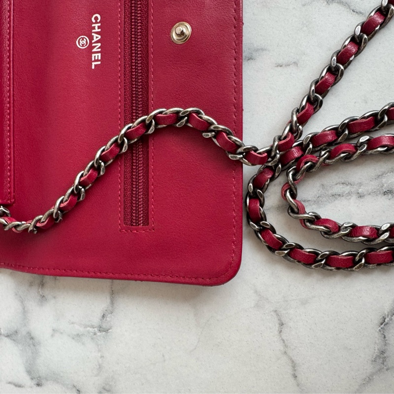 Chanel紅色漆皮復古銀釦2.55 woc-28