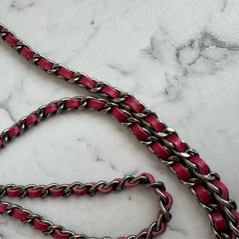 Chanel紅色漆皮復古銀釦2.55 woc-33