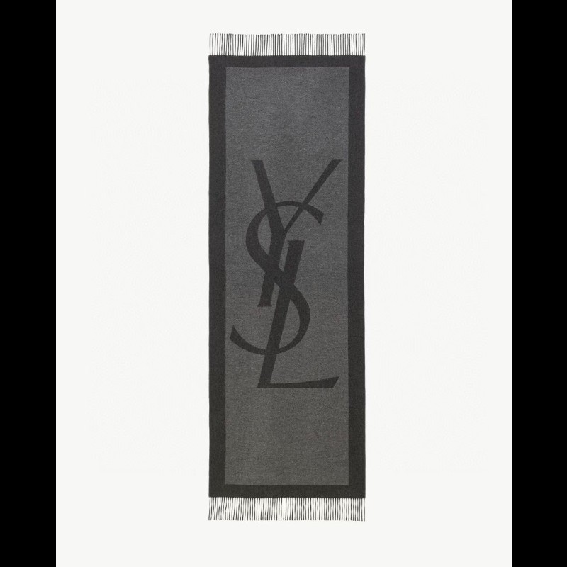 Saint Laurent YSL 聖羅蘭 Logo 印花YSL 經典桑蠶絲圍巾-0