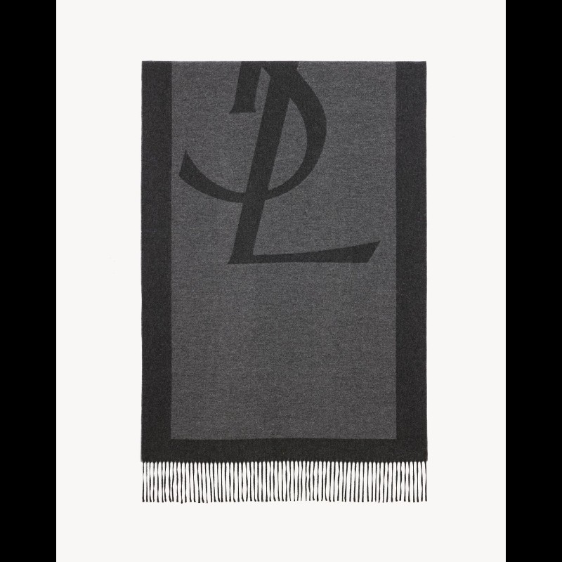 Saint Laurent YSL 聖羅蘭 Logo 印花YSL 經典桑蠶絲圍巾-2