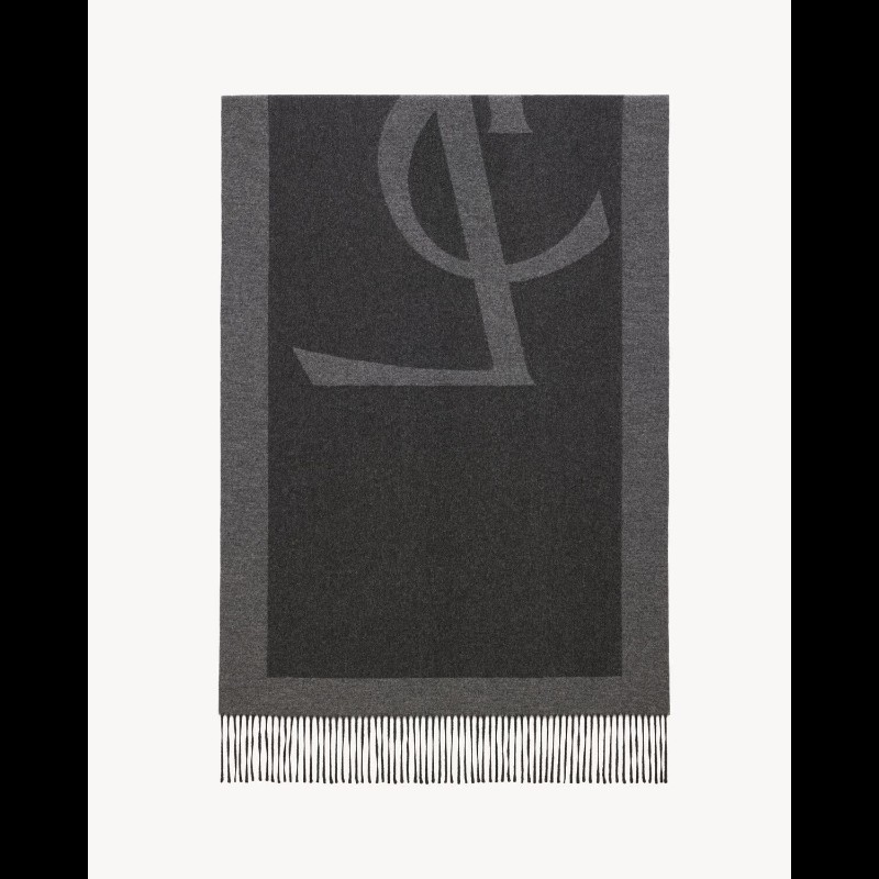 Saint Laurent YSL 聖羅蘭 Logo 印花YSL 經典桑蠶絲圍巾-3