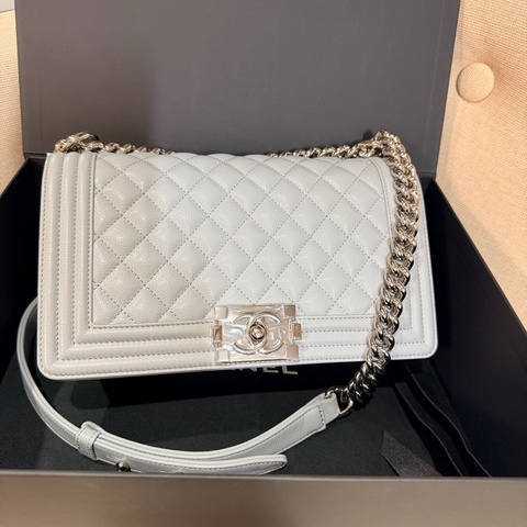 Chanel boy25 中號 灰色 芯片款