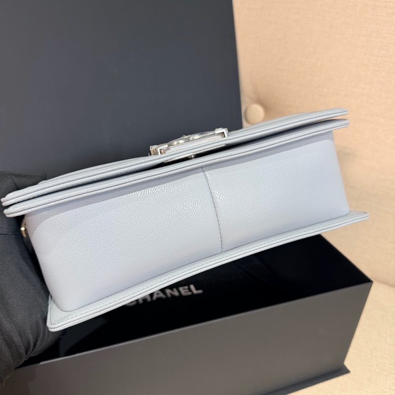 Chanel boy25 中號 灰色 芯片款-3