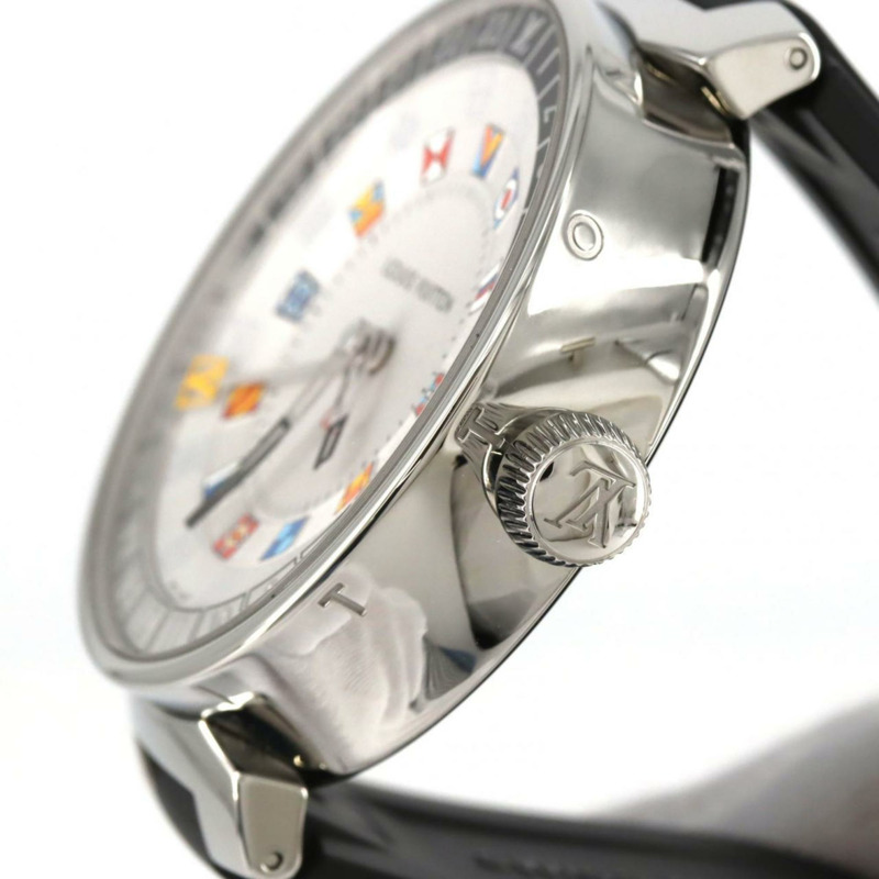 路易威登 Tambour Moon 雙時區 QA096 不銹鋼石英錶-2