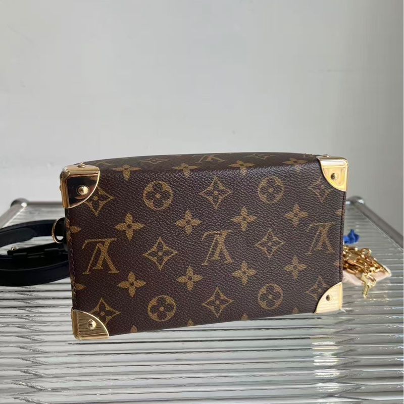 全新閒置🆕 Lv / 路易威登 晶片款 speedy trunk 20 老花鉚釘手提斜挎包 包型立挺 尺寸20*14*11cm-4