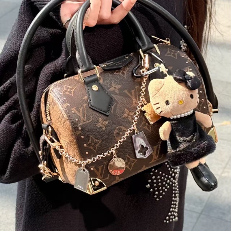 全新閒置🆕 Lv / 路易威登 晶片款 speedy trunk 20 老花鉚釘手提斜挎包 包型立挺 尺寸20*14*11cm-6