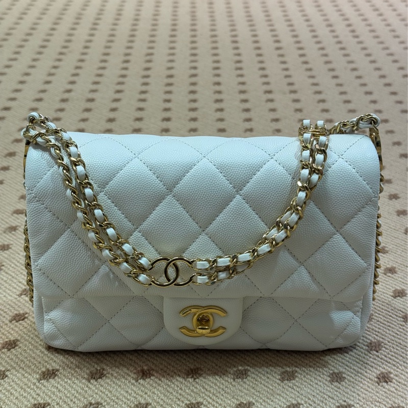 Chanel 白色 牛皮 Classic Flap 20cm-4