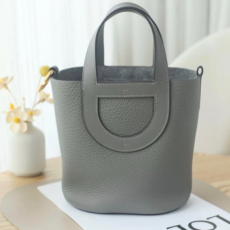 「JL精品代購」近新品 愛馬仕in the loop 菜籃子18 積雨雲灰 TC皮-3