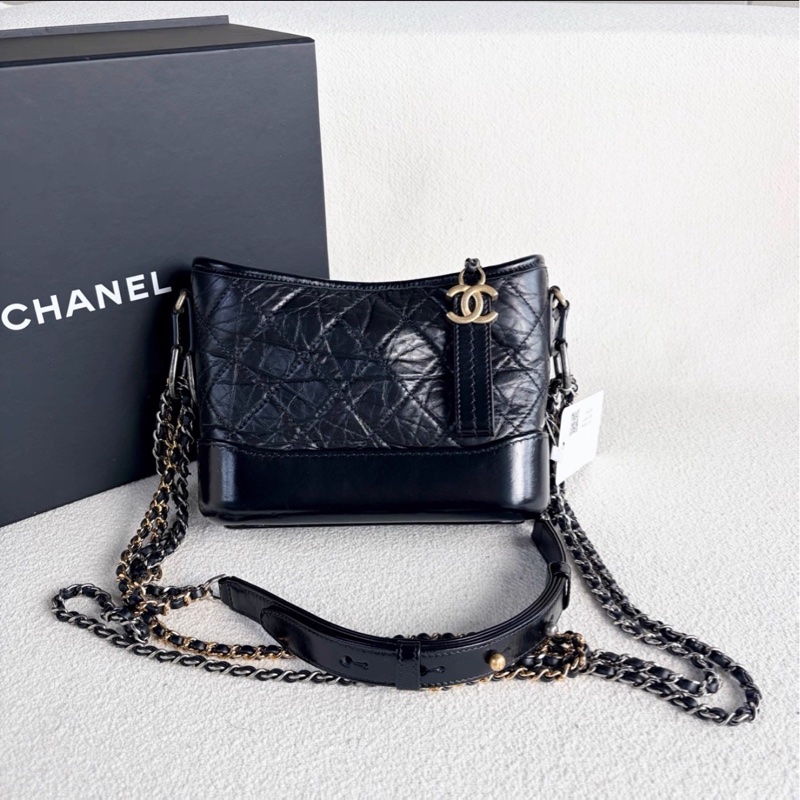 人氣王來啦😍極新超低價💯Chanel香奈兒黑金牛皮小號流浪包單肩斜挎包-6