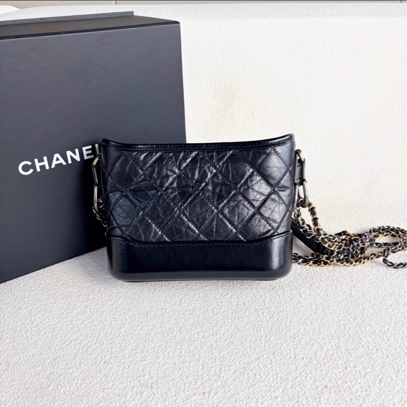 人氣王來啦😍極新超低價💯Chanel香奈兒黑金牛皮小號流浪包單肩斜挎包-7