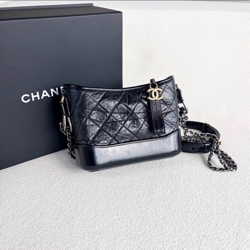 人氣王來啦😍極新超低價💯Chanel香奈兒黑金牛皮小號流浪包單肩斜挎包-10