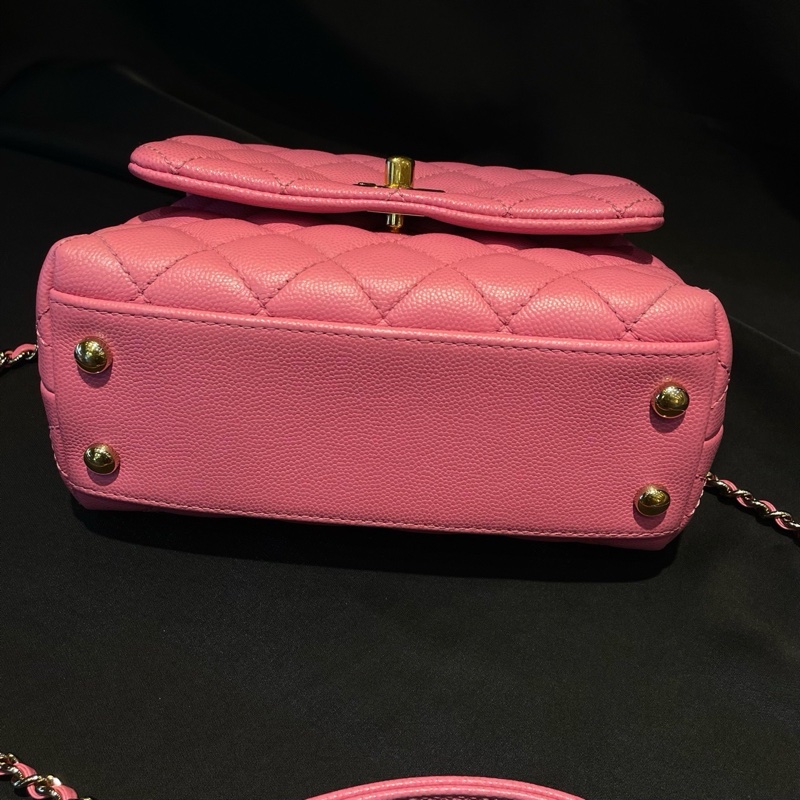 CHANEL香奈兒coco handle xs 淡金扣唇膏粉荔枝皮蜥蜴皮手柄 30開帶卡-5