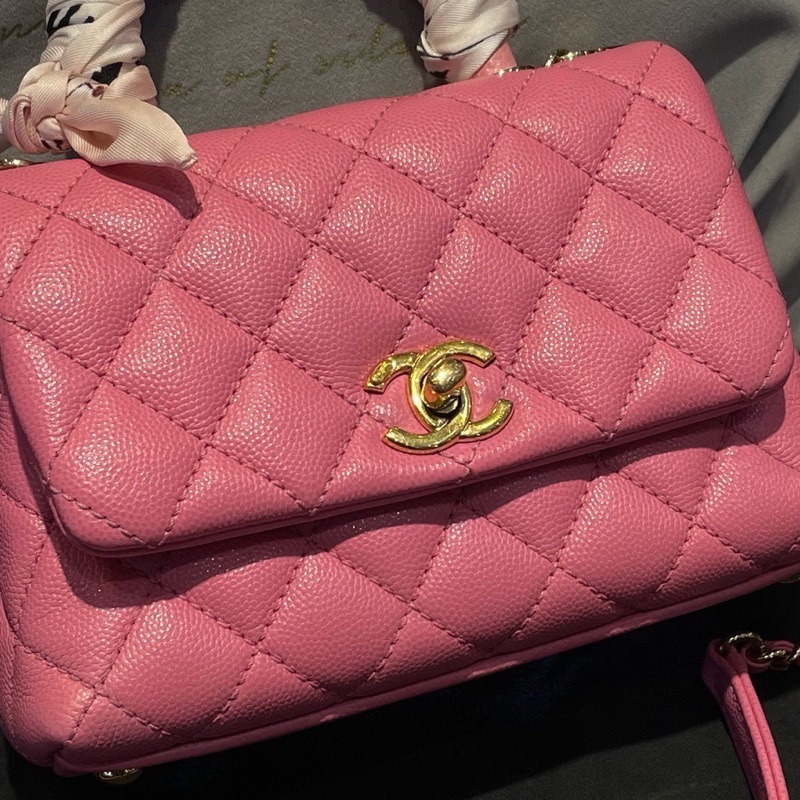 CHANEL香奈兒coco handle xs 淡金扣唇膏粉荔枝皮蜥蜴皮手柄 30開帶卡-6