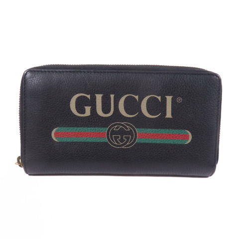GUCCI 牛皮皮革Zipper Long Round Wallet金扣長錢包
