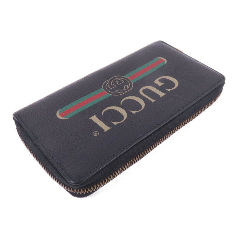 GUCCI 牛皮皮革Zipper Long Round Wallet金扣長錢包-4