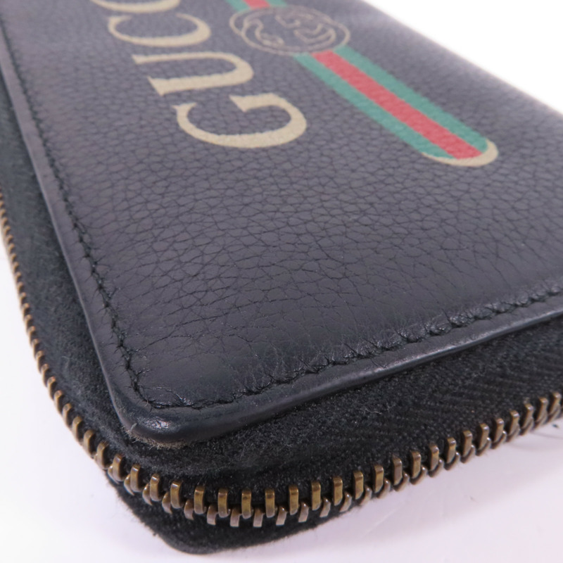 GUCCI 牛皮皮革Zipper Long Round Wallet金扣長錢包-8