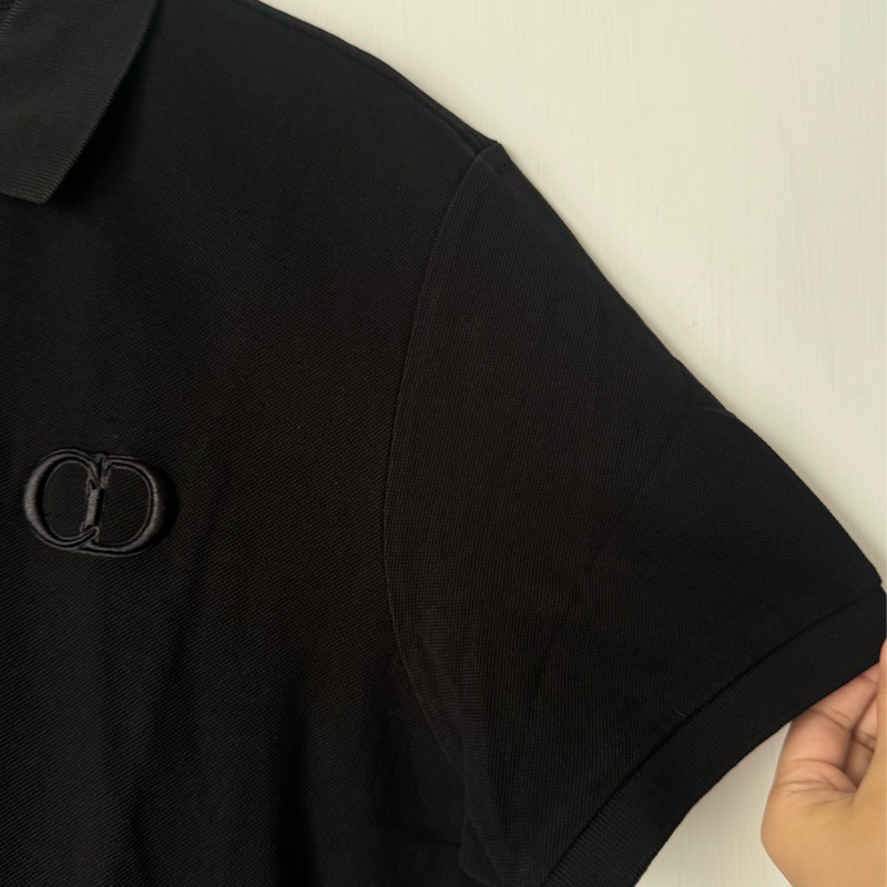 Dior黑色CD logo polo衫-4