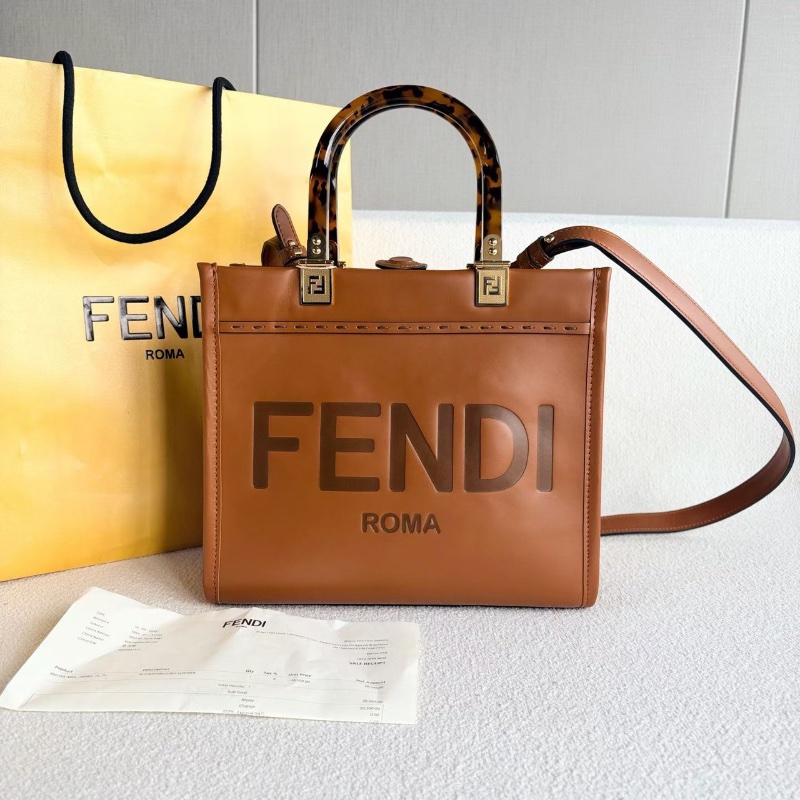 Fendi Sunshine手提斜背包 小號 焦糖色 牛皮 25*22*11 98新配件塵袋購證-1
