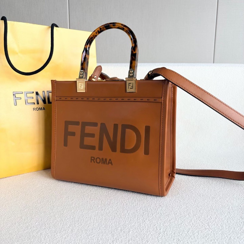 Fendi Sunshine手提斜背包 小號 焦糖色 牛皮 25*22*11 98新配件塵袋購證-3