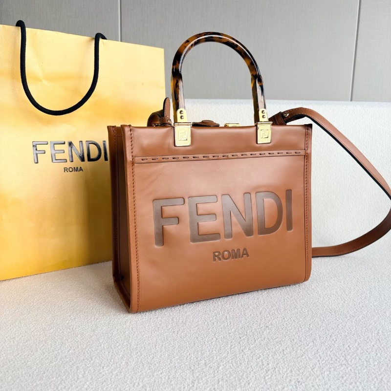 Fendi Sunshine手提斜背包 小號 焦糖色 牛皮 25*22*11 98新配件塵袋購證-5